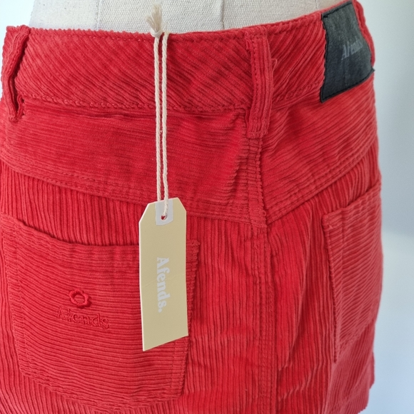 Afends Gemini Red Mixed Corduroy Cotton Mini Skirt Size 12 - Picture 9 of 11